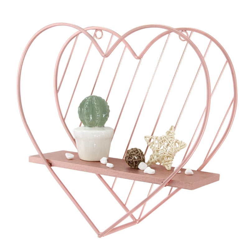 Afuly Floating Shelves for Wall, Cute Heart Wall Shelf Pink Funky Organizer Small Hanging Trinket Storage Aesthetic Room Decor for Bedroom Bathroom Hallway Entryway Vanity, Rose Gold - Image 1